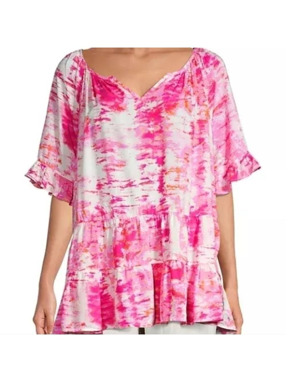 Beach Lunch Lounge Tie Dye Peasant Blouse Small Petite